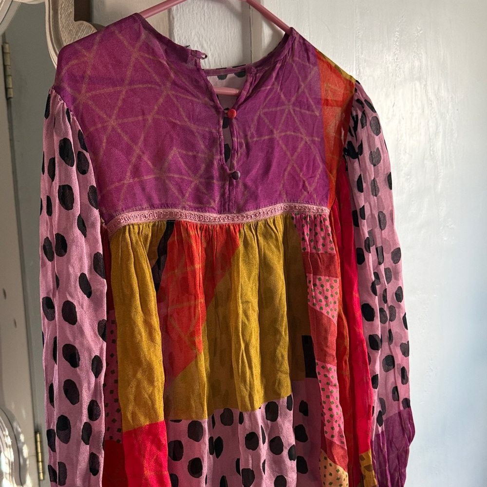 Colorful Patchwork Polka Dot Blouse - image 6